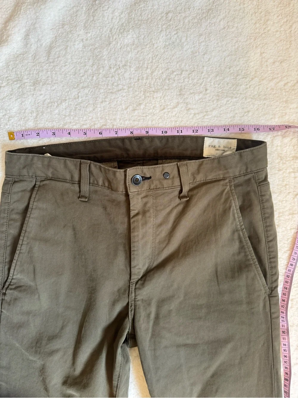 rag & bone Army Green Slim Fit Chino Pants Stretch Cotton Men's 32